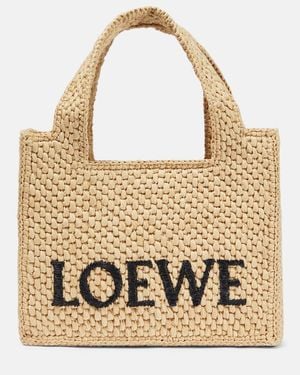Loewe Paula's Ibiza Logo Raffia Tote Bag - Metallic
