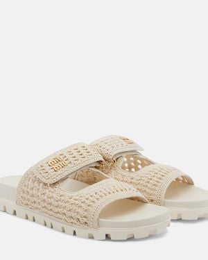 Miu Miu Sandalen Aus Haekelstrick - Natur