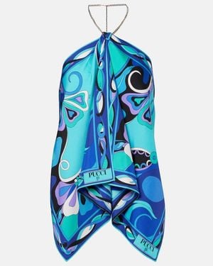 PUCCI Orchidee Silk Twill Top - Blue