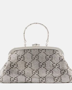 Gucci Gg Medium Crystal-Embellished Clutch - Metallic