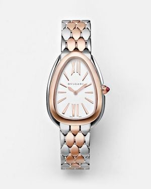 BVLGARI Serpenti Seduttori 18Kt And Stainless Steel Watch With Rubellite - White