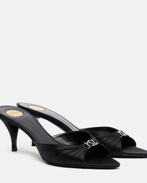 Saint Laurent Jerry 60 Embellished Crepe Satin Mules - Black
