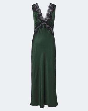 RIXO London Lysandra Lace-Trimmed Satin Midi Dress - Green