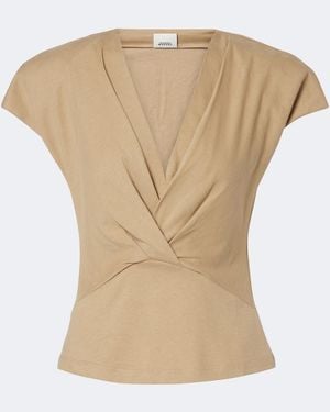 Isabel Marant Nadrine Cotton Jersey Top - Natural