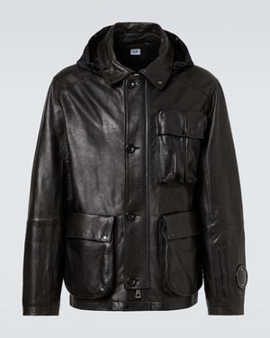 C.P. Company Lederjacke Lens - Schwarz