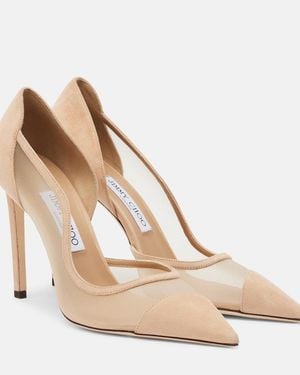 Jimmy Choo Pumps Brigitte Aus Veloursleder Und Mesh - Natur