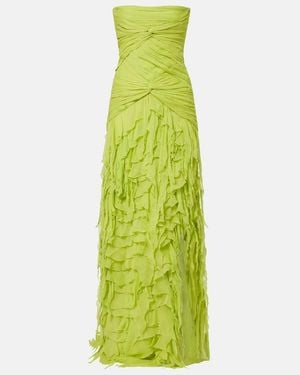 Blumarine Ruffled Georgette Maxi Dress - Green
