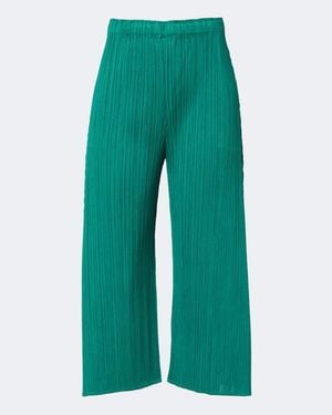 Pleats Please Issey Miyake Monthly Colors: July Pleated Wide-Leg Trousers - Green