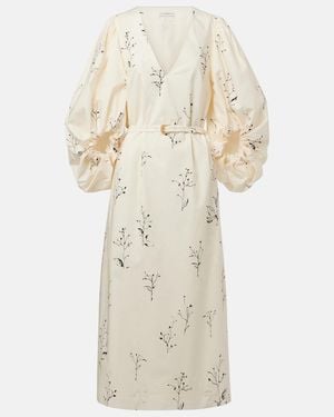 Altuzarra Corrie Belted Floral Cotton Midi Dress - Natural