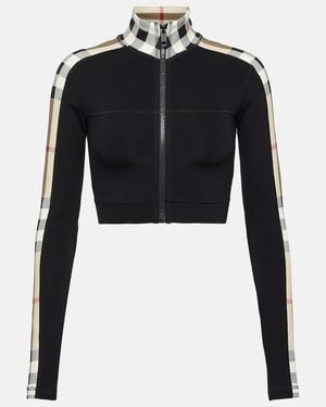 Burberry Cropped Checked Stretch-jersey Jacket - Black