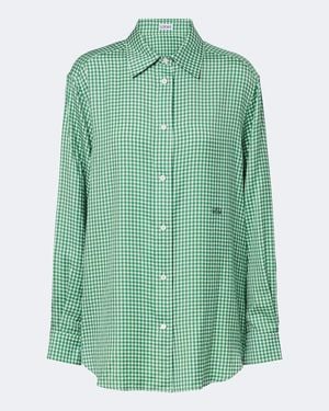 Loewe Camisa Double L De Sarga De Seda A Cuadros Vichy - Verde