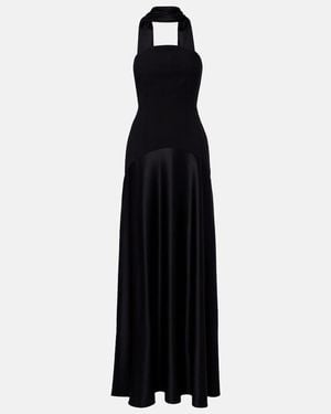 Solace London Mae Satin-Paneled Bustier Gown - Black