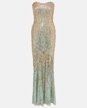 Jenny Packham Sarai Sequined Strapless Gown - Green