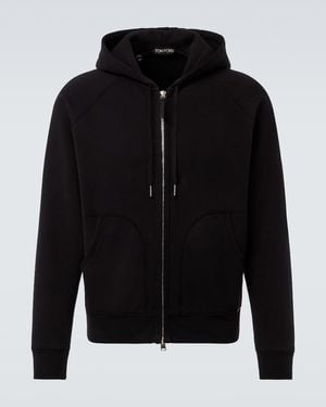 Tom Ford Cotton Jersey Zip-Up Hoodie - Black