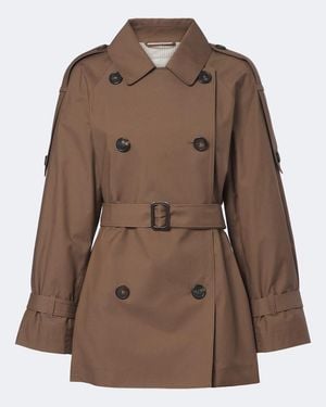 Max Mara Cropped Cotton-Blend Twill Trench Coat - Brown
