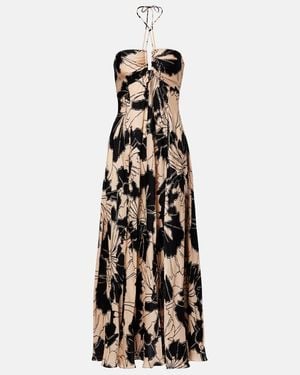 Poupette Carla Floral Halterneck Maxi Dress - White