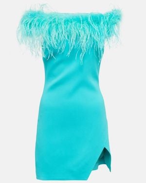 GIUSEPPE DI MORABITO Feather-trimmed Minidress - Blue