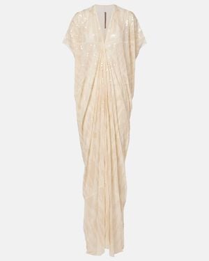Rick Owens Lilies Gathered Sequined Tulle Gown - Natural