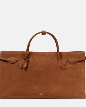Alaïa Le Teckel Suede Tote Bag - Brown