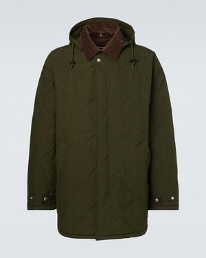 Comme des Garçons Corduroy-Trimmed Quilted Hooded Jacket - Green