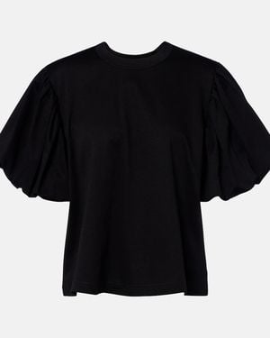 Noir Kei Ninomiya Puff-Sleeve Cotton Jersey T-Shirt - Black