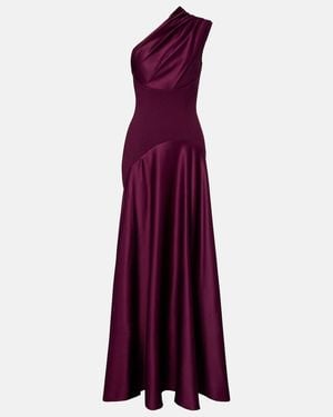 Solace London Gabriela Draped One-Shoulder Satin Gown - Purple