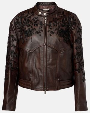 JACQUES WEI Beaded Leather Jacket - Black
