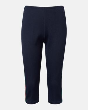 Gucci Web Stripe Ribbed-Knit Jersey Capri Trousers - Blue