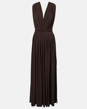 Max Mara Pleated Gathered Maxi Dress - Brown