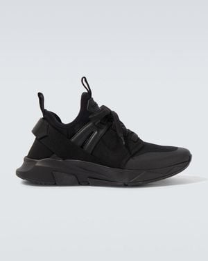 Tom Ford Jago Leather-Trimmed Sneakers - Black