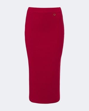 Moncler Wool And Cashmere-Blend Midi Skirt - Red