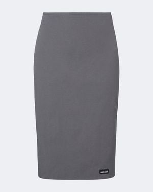 Miu Miu Cotton-Blend Poplin Pencil Skirt - Grey