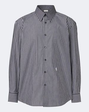 Saint Laurent Striped Cotton Poplin Shirt - Blue