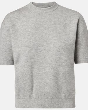 Max Mara Knitted Wool And Cashmere-Blend T-Shirt - Grey