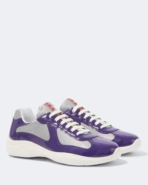 Prada America's Cup Leather-Trimmed Sneakers - Purple