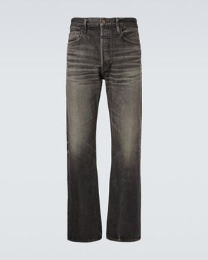 Fear Of God Faded Mid-Rise Straight Jeans - Grey