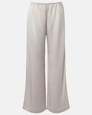 Leset Barb Satin Wide-Leg Trousers - Grey