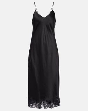 The Row Kolara Lace-Trimmed Silk Satin Slip Dress - Black