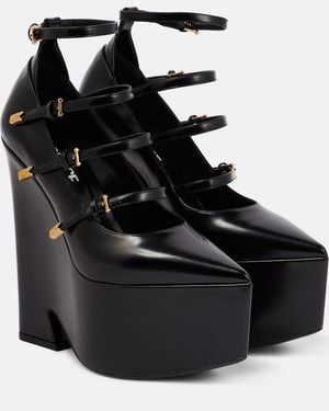 Versace Satin Wedge Pumps - Black