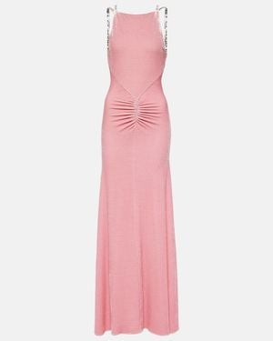 Rabanne Verziertes Abendkleid Aus Samt - Pink