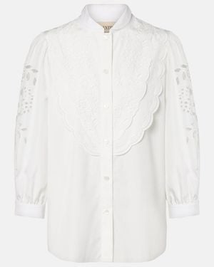 Valentino Embroidered Cotton Poplin Blouse - White