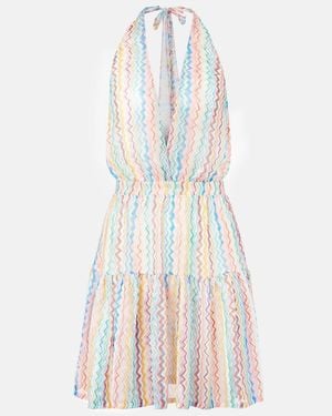 Missoni Zigzag Sheer Halterneck Minidress - White