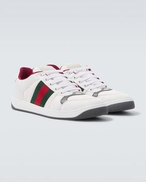 Gucci Screener Leather-Trimmed Trainers - White