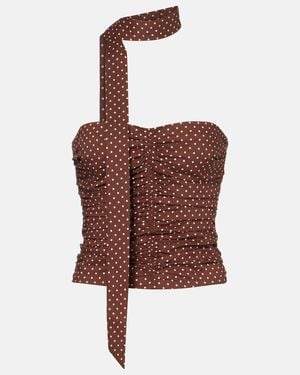 Posse Edie Polka-Dot Top - Brown