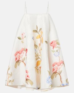 LEO LIN Caitlin Floral Linen-Blend Minidress - White