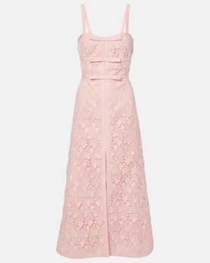 Giambattista Valli Bow-Detail Macrame Midi Dress - Pink