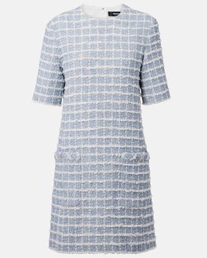 Versace Checked Cotton-Blend Tweed Minidress - Blue