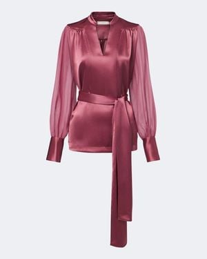JOSEPH Paula Satin And Chiffon Blouse - Red