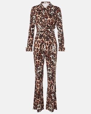 Diane von Furstenberg Michele Leopard-Print Jumpsuit - White