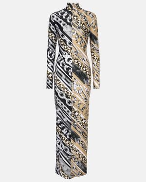 Area Colorblocked Printed Maxi Dress - White